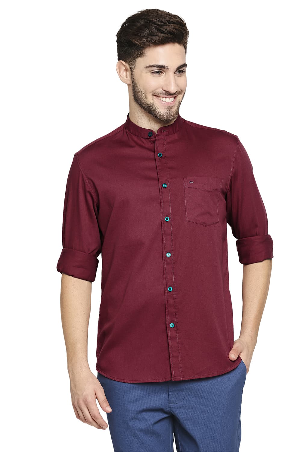 BASICS SLIM FIT BROKEN TWILL SLUB SHIRT