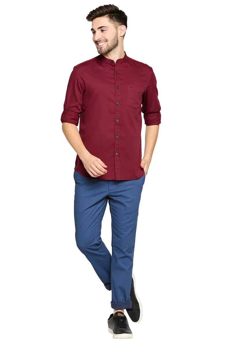 BASICS SLIM FIT BROKEN TWILL SLUB SHIRT