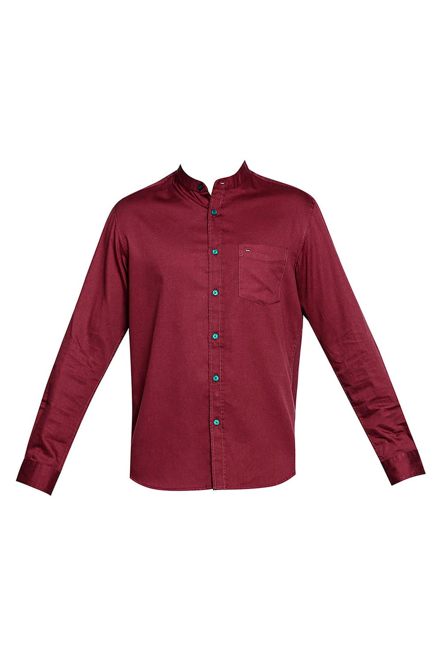 BASICS SLIM FIT CRIMSON RED BROKEN TWILL SLUB SHIRT