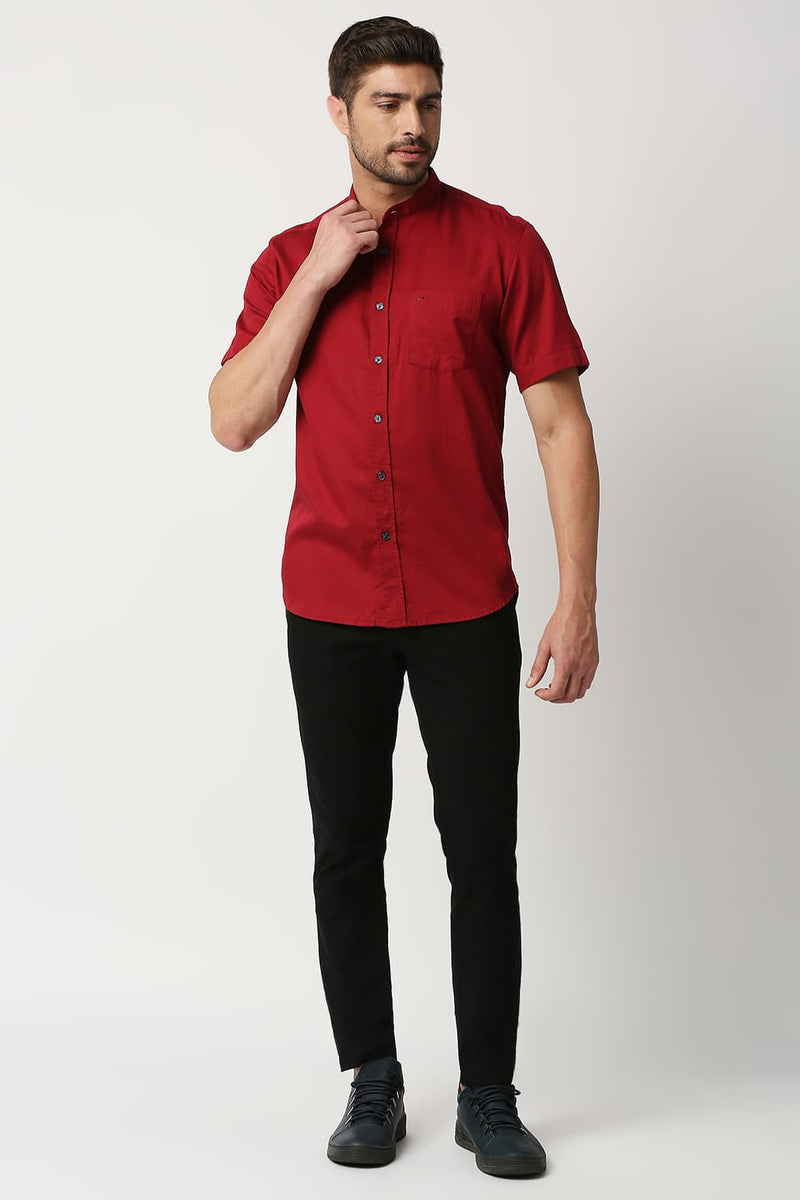 Slim Fit Broken Twill Slub Halfsleeves Shirt