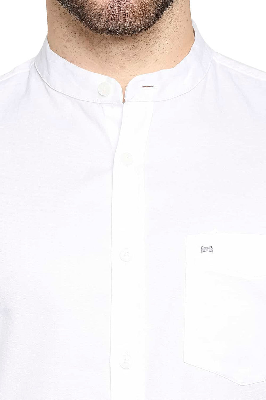 BASICS SLIM FIT BRIGHT WHITE BROKEN TWILL SLUB SHIRT