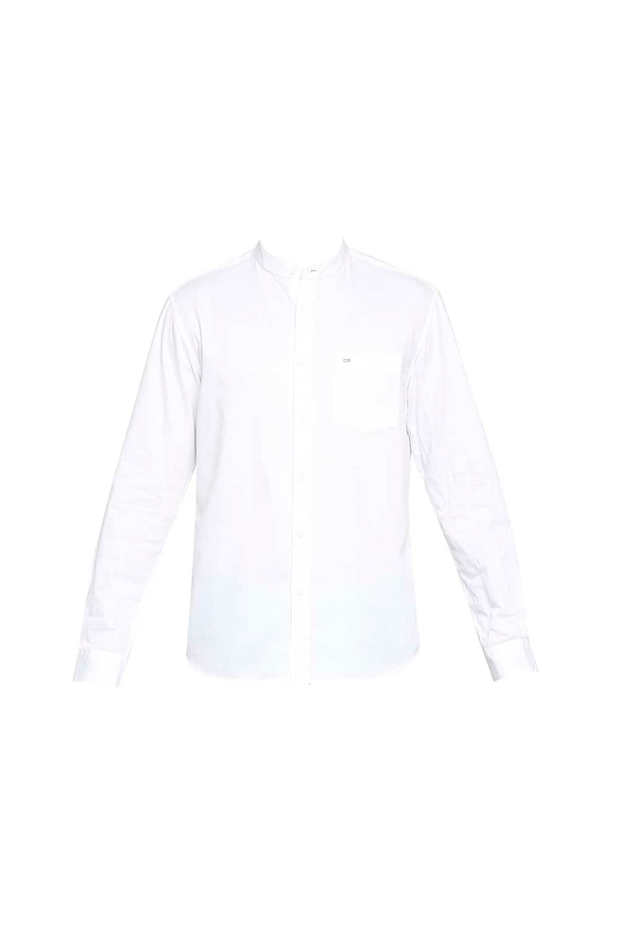 BASICS SLIM FIT BRIGHT WHITE BROKEN TWILL SLUB SHIRT