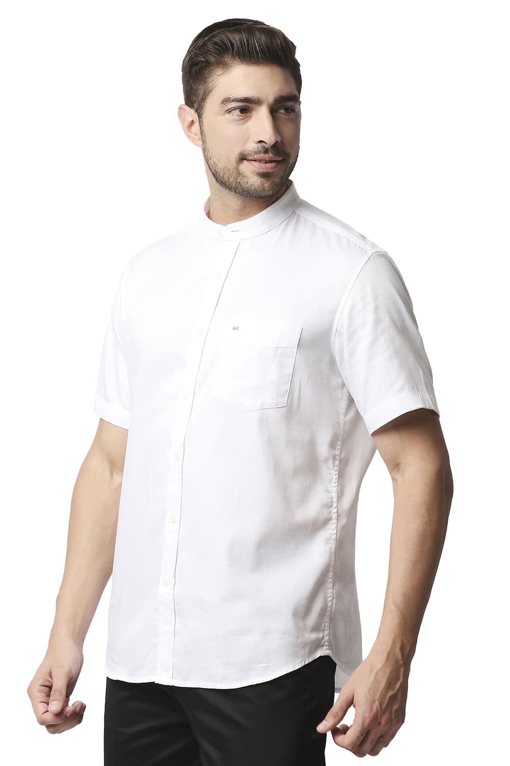 BASICS SLIM FIT BROKEN TWILL SLUB HALFSLEEVES SHIRT