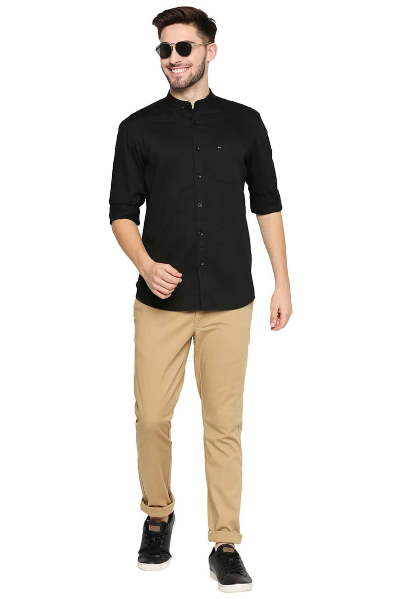 BASICS SLIM FIT BROKEN TWILL SLUB SHIRT