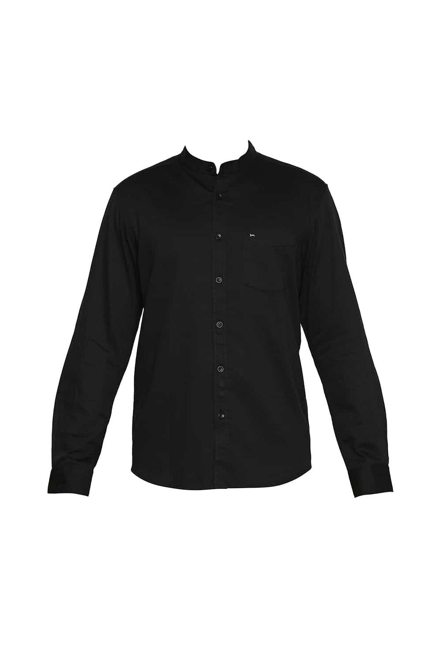 BASICS SLIM FIT MOONLESS BLACK BROKEN TWILL SLUB SHIRT