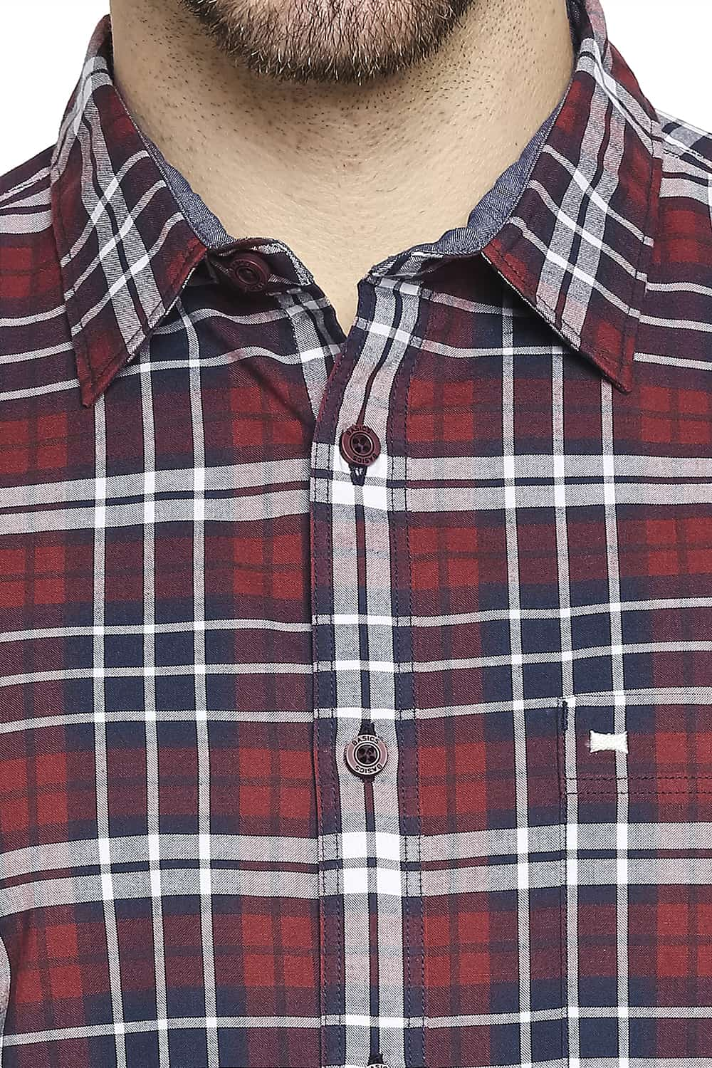 BASICS SLIM FIT OXFORD CHECKS SHIRT