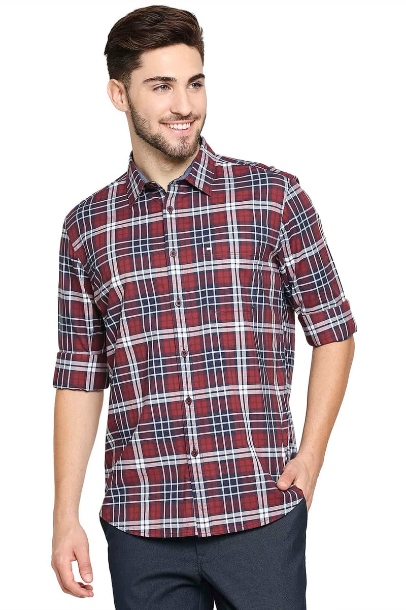 BASICS SLIM FIT OXFORD CHECKS SHIRT