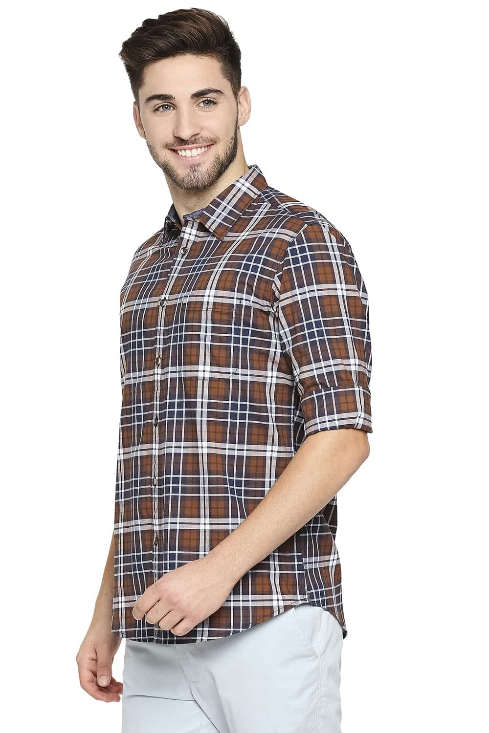 BASICS SLIM FIT OXFORD CHECKS SHIRT