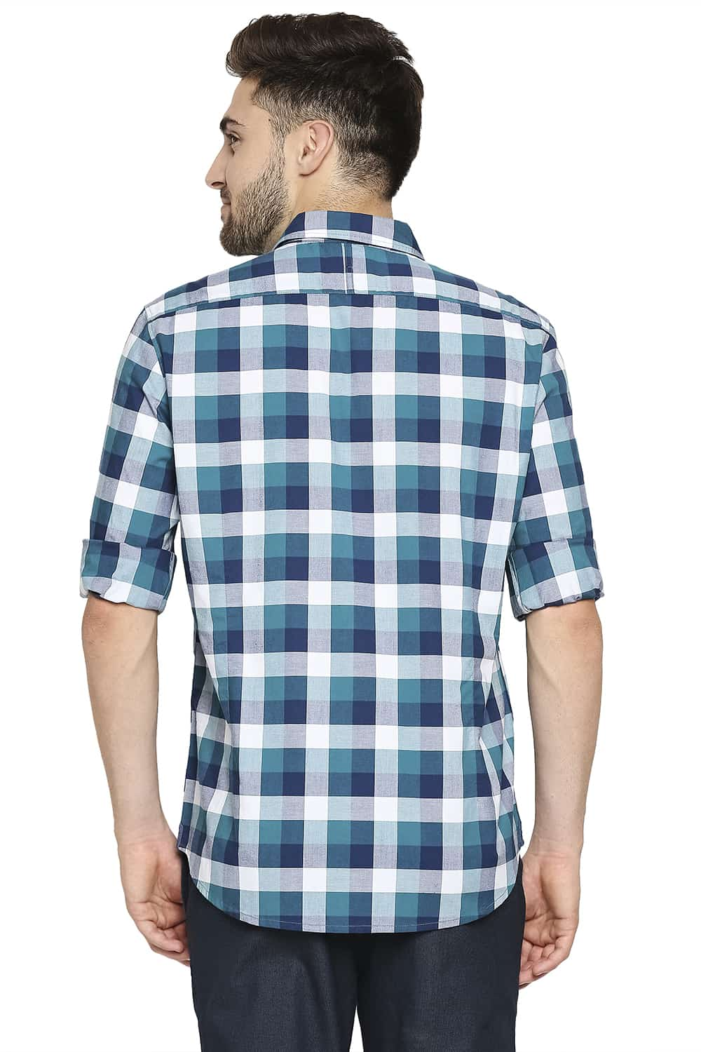 BASICS SLIM FIT OXFORD CHECKS SHIRT