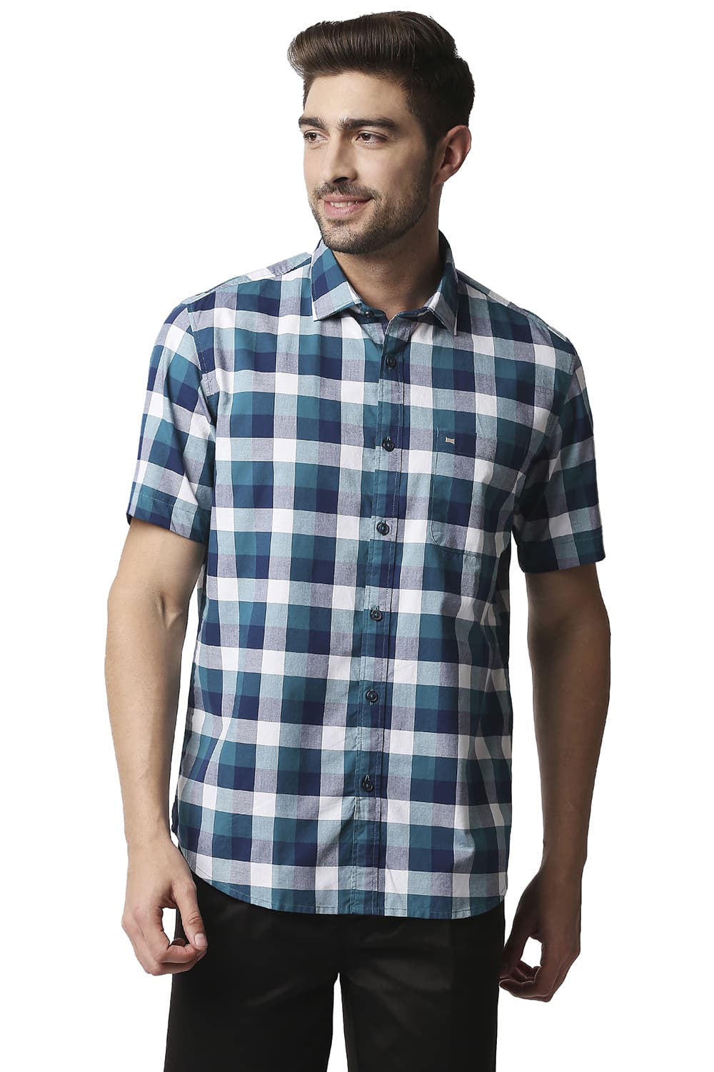 BASICS SLIM FIT OXFORD CHECKS SHIRT