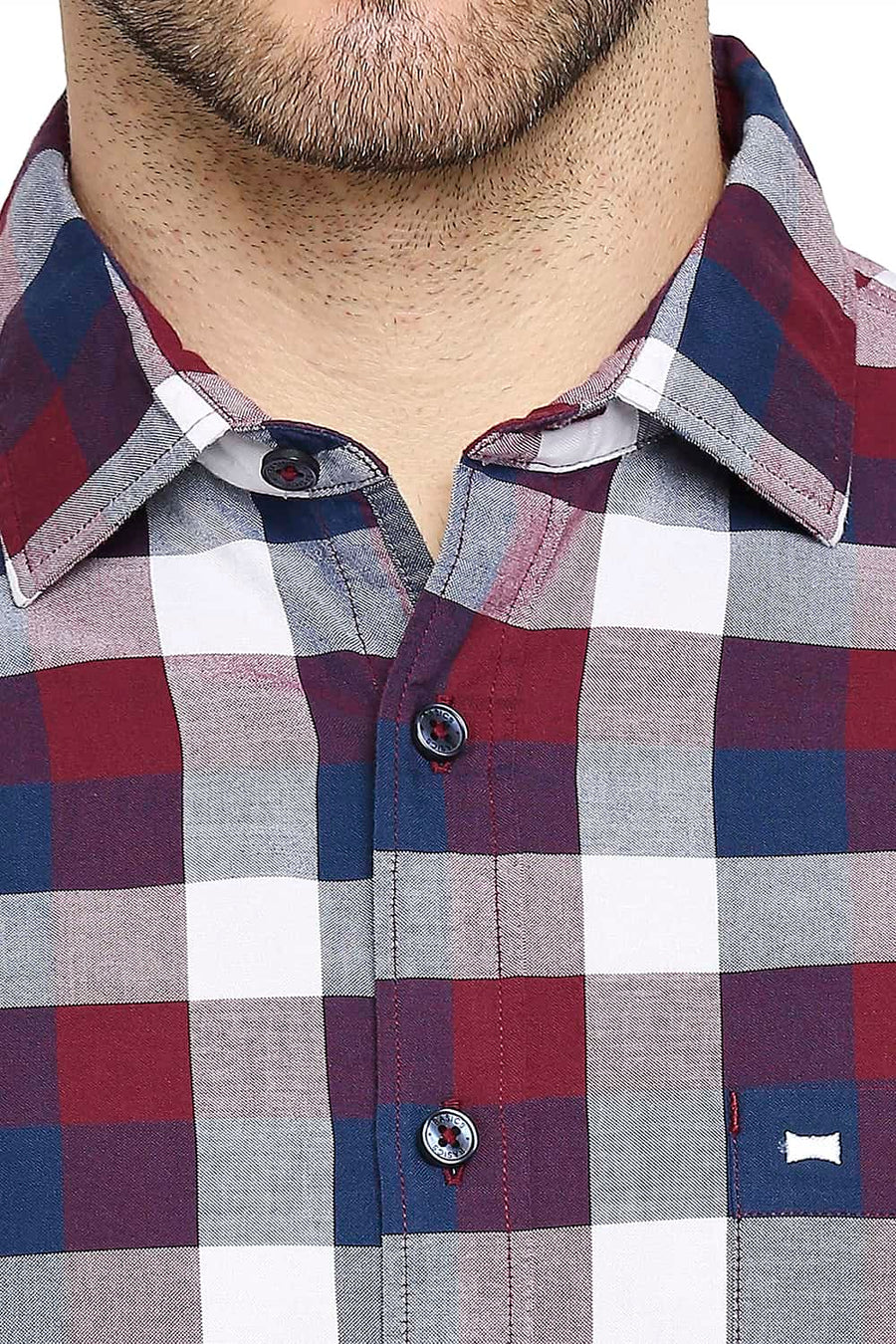 BASICS SLIM FIT ANEMONE PINK OXFORD CHECKS SHIRT