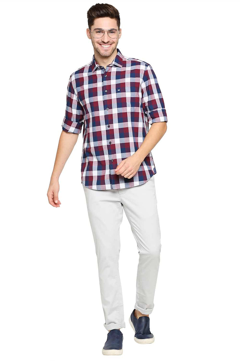 BASICS SLIM FIT OXFORD CHECKS SHIRT