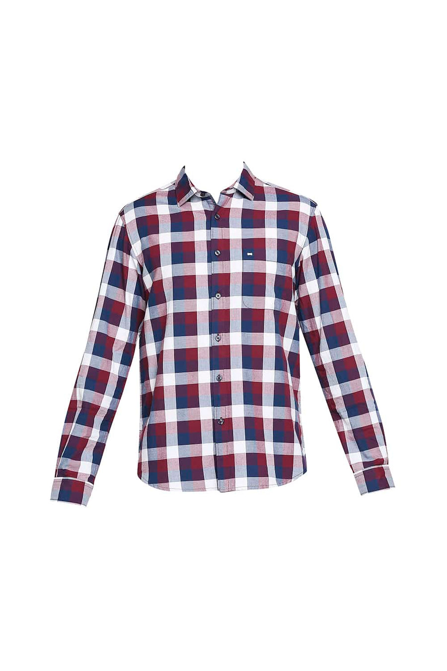 BASICS SLIM FIT ANEMONE PINK OXFORD CHECKS SHIRT