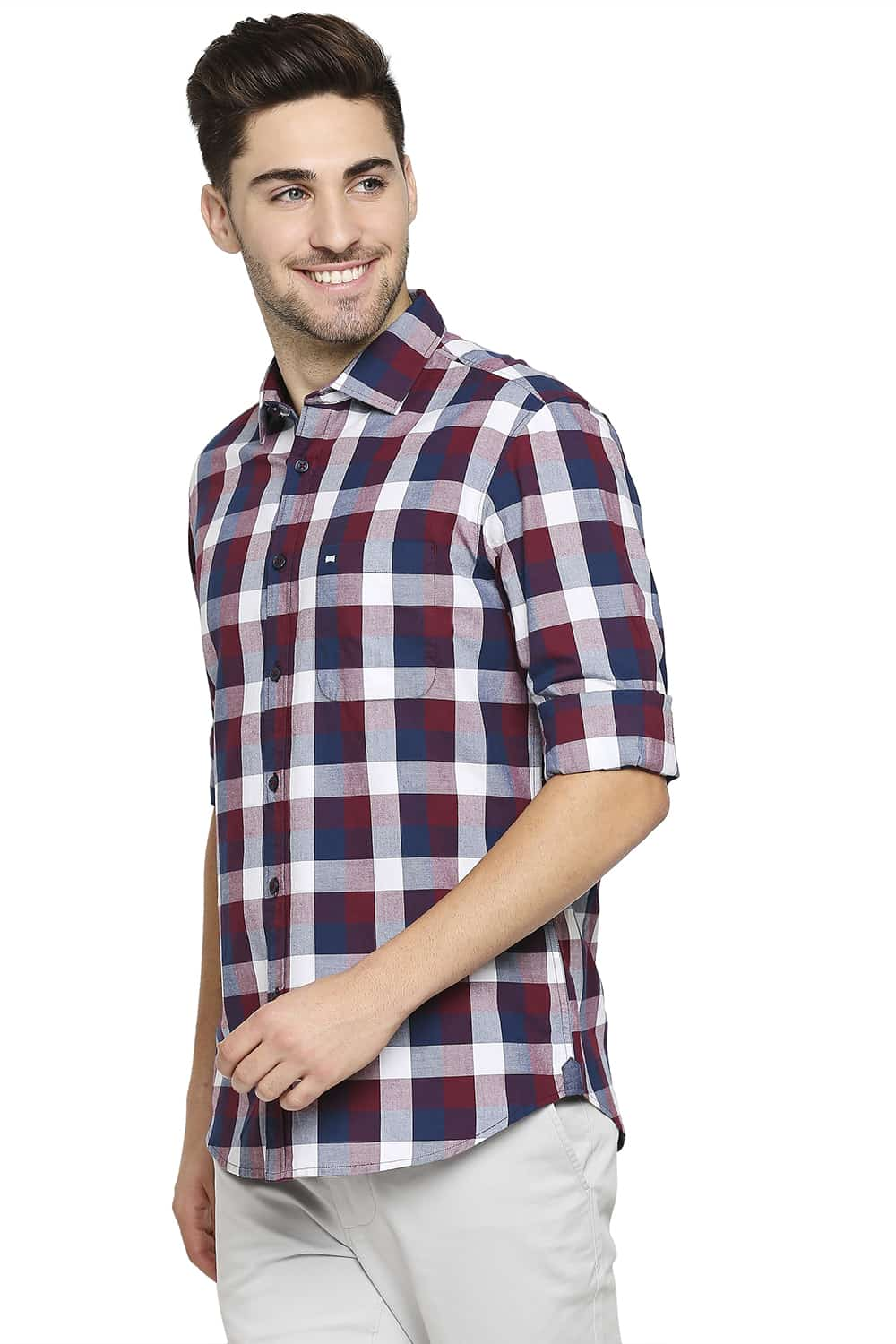 BASICS SLIM FIT OXFORD CHECKS SHIRT