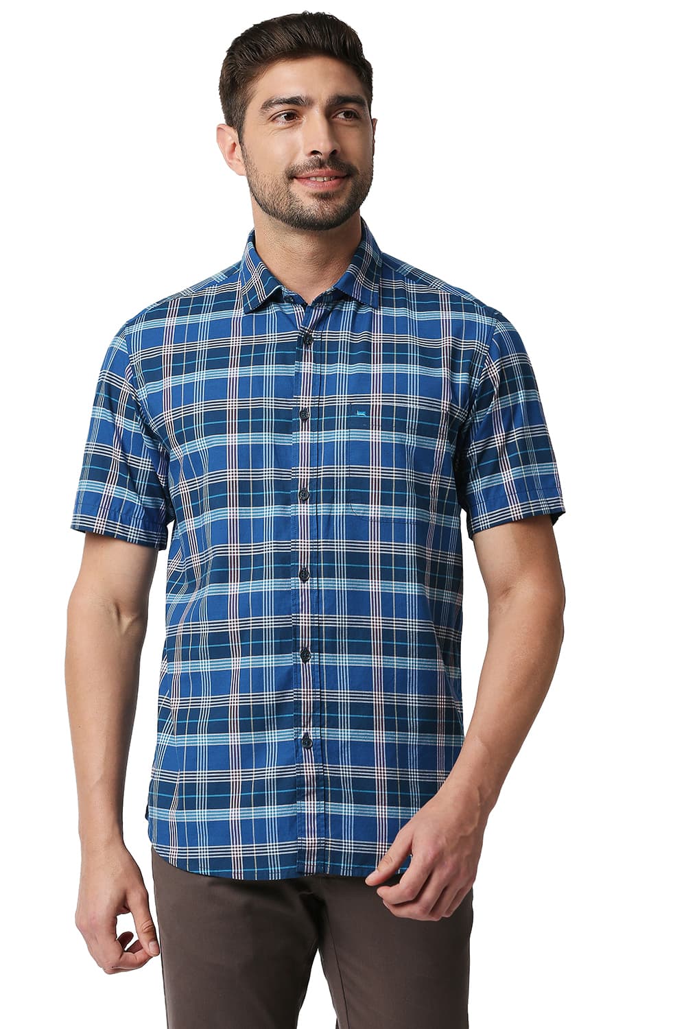 BASICS SLIM FIT OXFORD CHECKS SHIRT