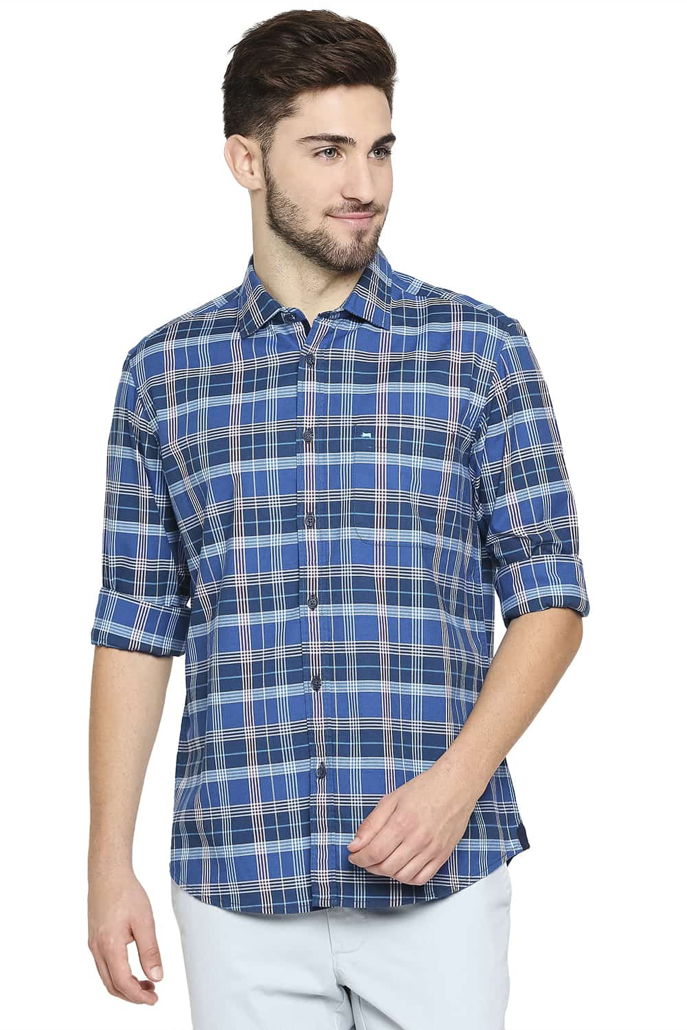 BASICS SLIM FIT OXFORD CHECKS SHIRT