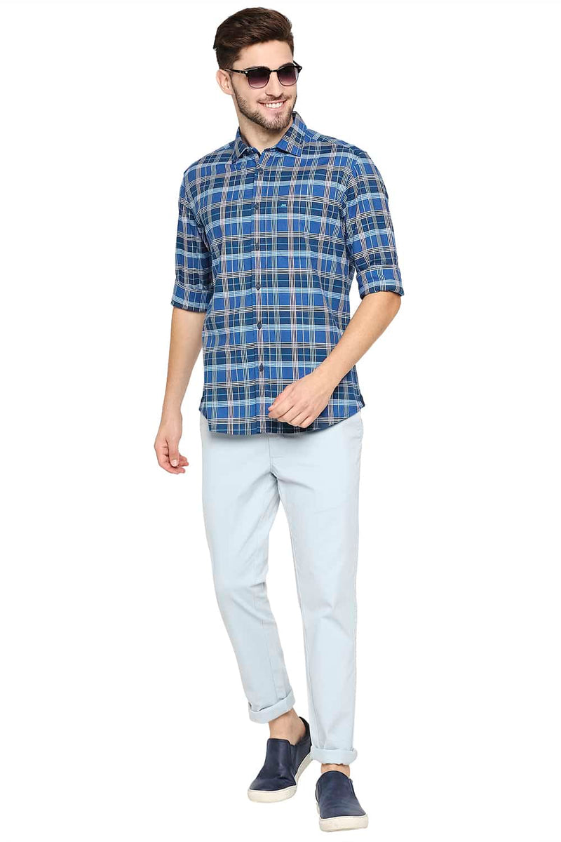 BASICS SLIM FIT OXFORD CHECKS SHIRT