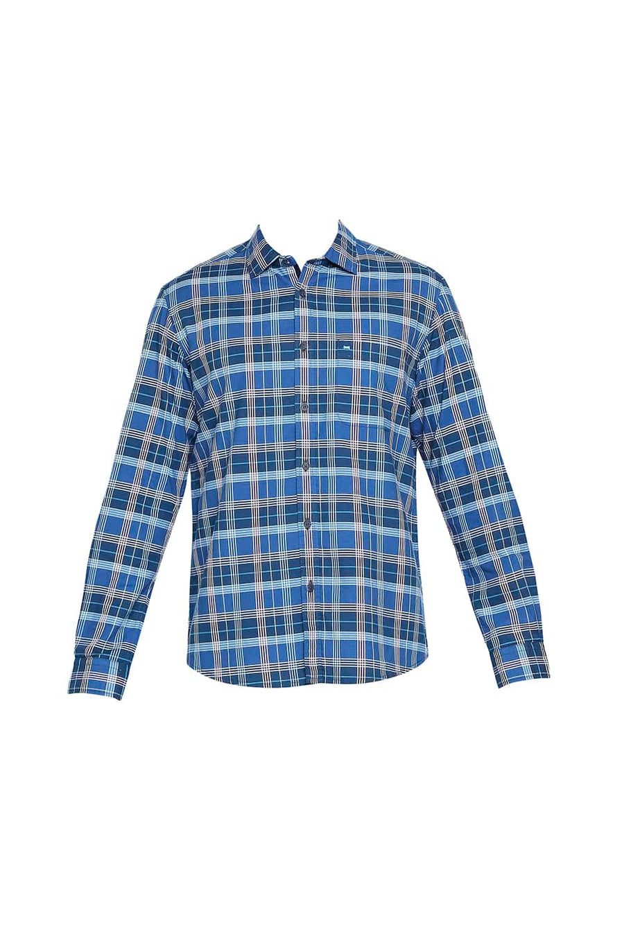 BASICS SLIM FIT CLASSIC NAVY OXFORD CHECKS SHIRT