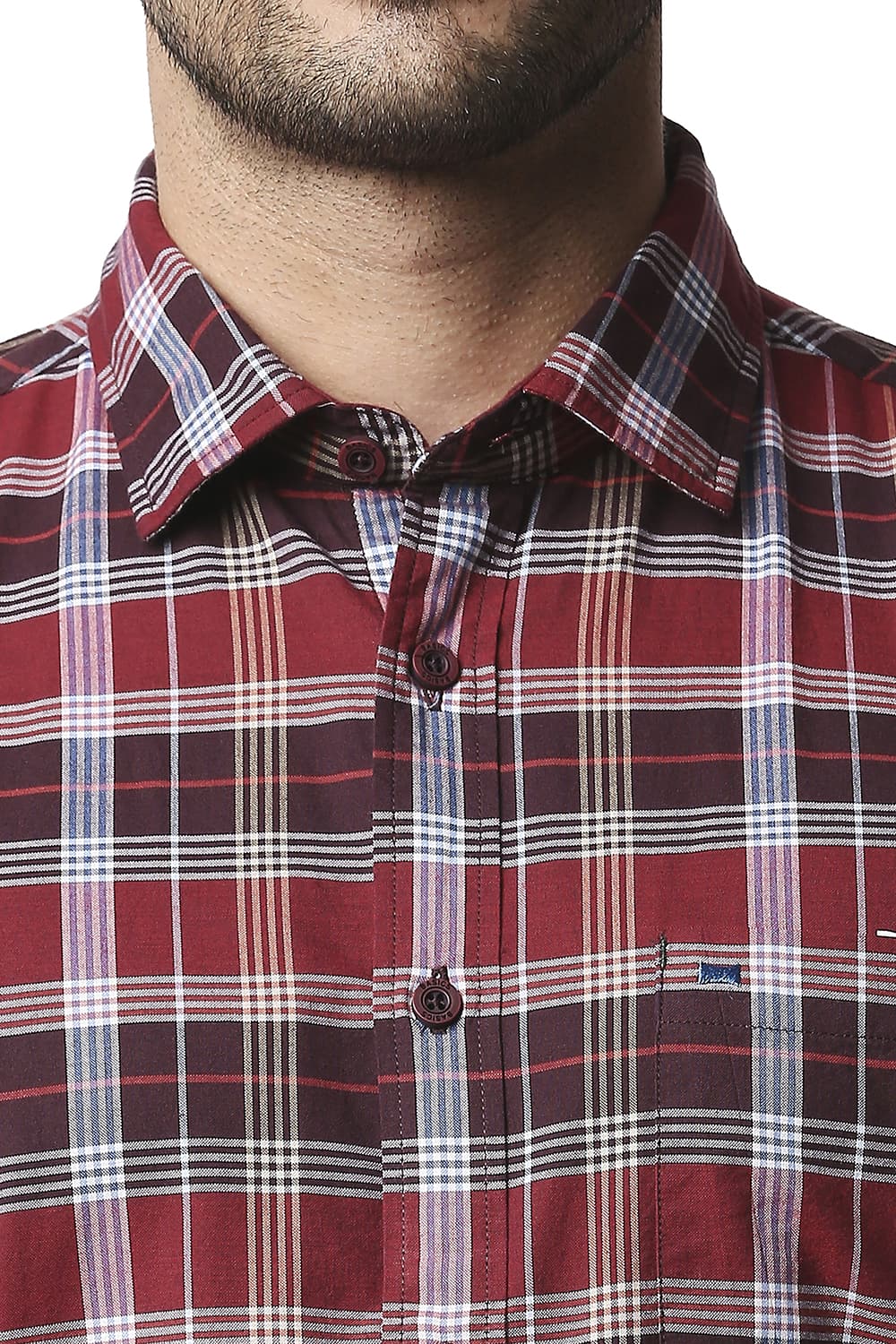 BASICS SLIM FIT OXFORD CHECKS HALFSLEEVES SHIRT