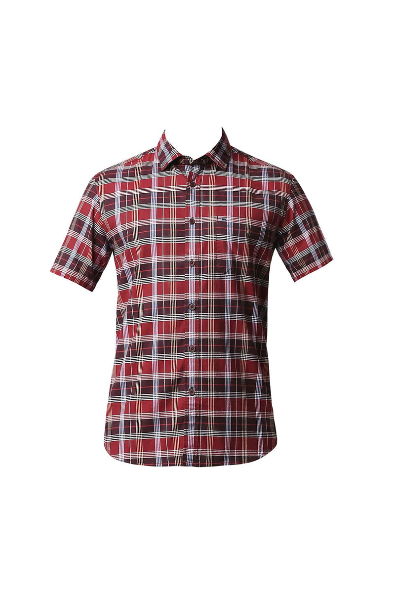 BASICS SLIM FIT OXFORD CHECKS HALFSLEEVES SHIRT