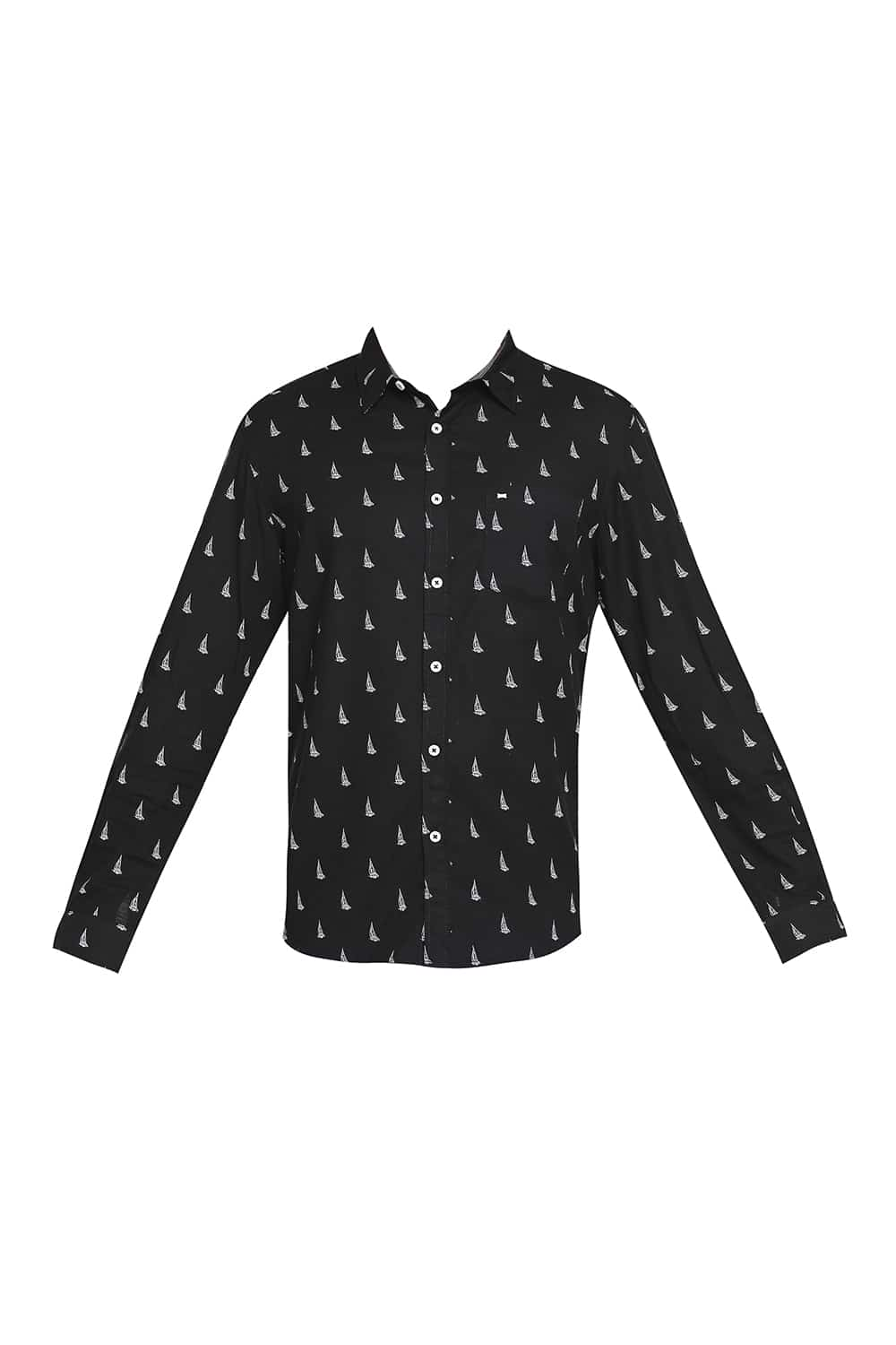 BASICS SLIM FIT SLUB PRINTED SHIRT