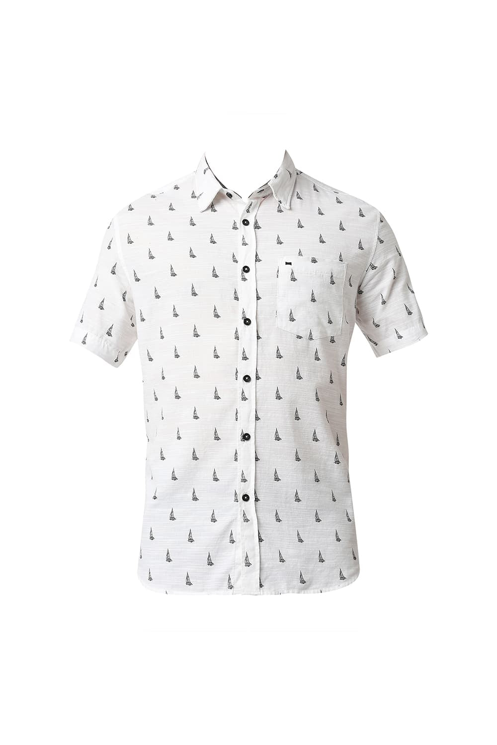 BASICS SLIM FIT SLUB PRINTED HALFSLEEVES SHIRT