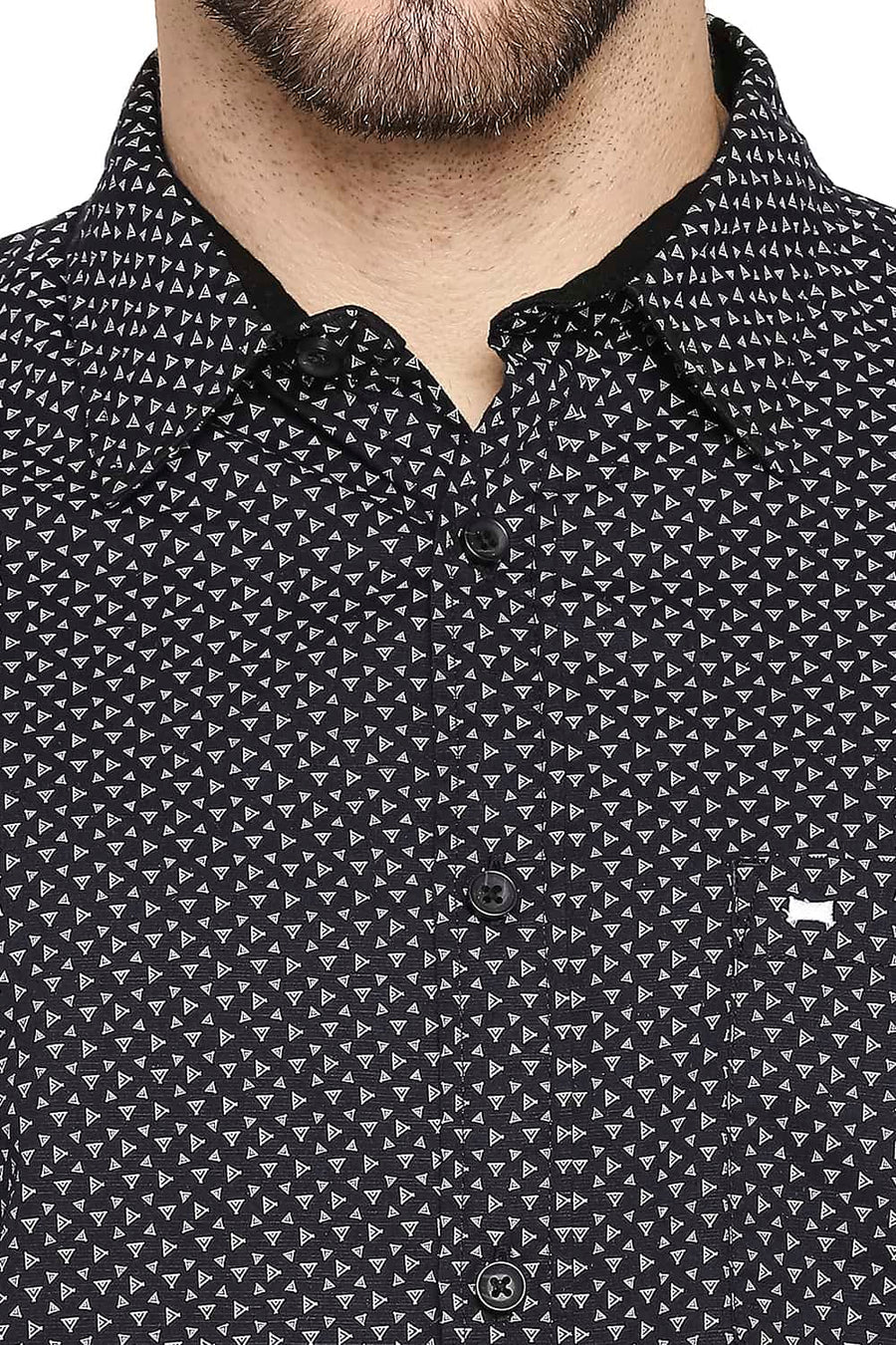 BASICS SLIM FIT OYSTER GREY COTTON LINEN PRINTED SHIRT