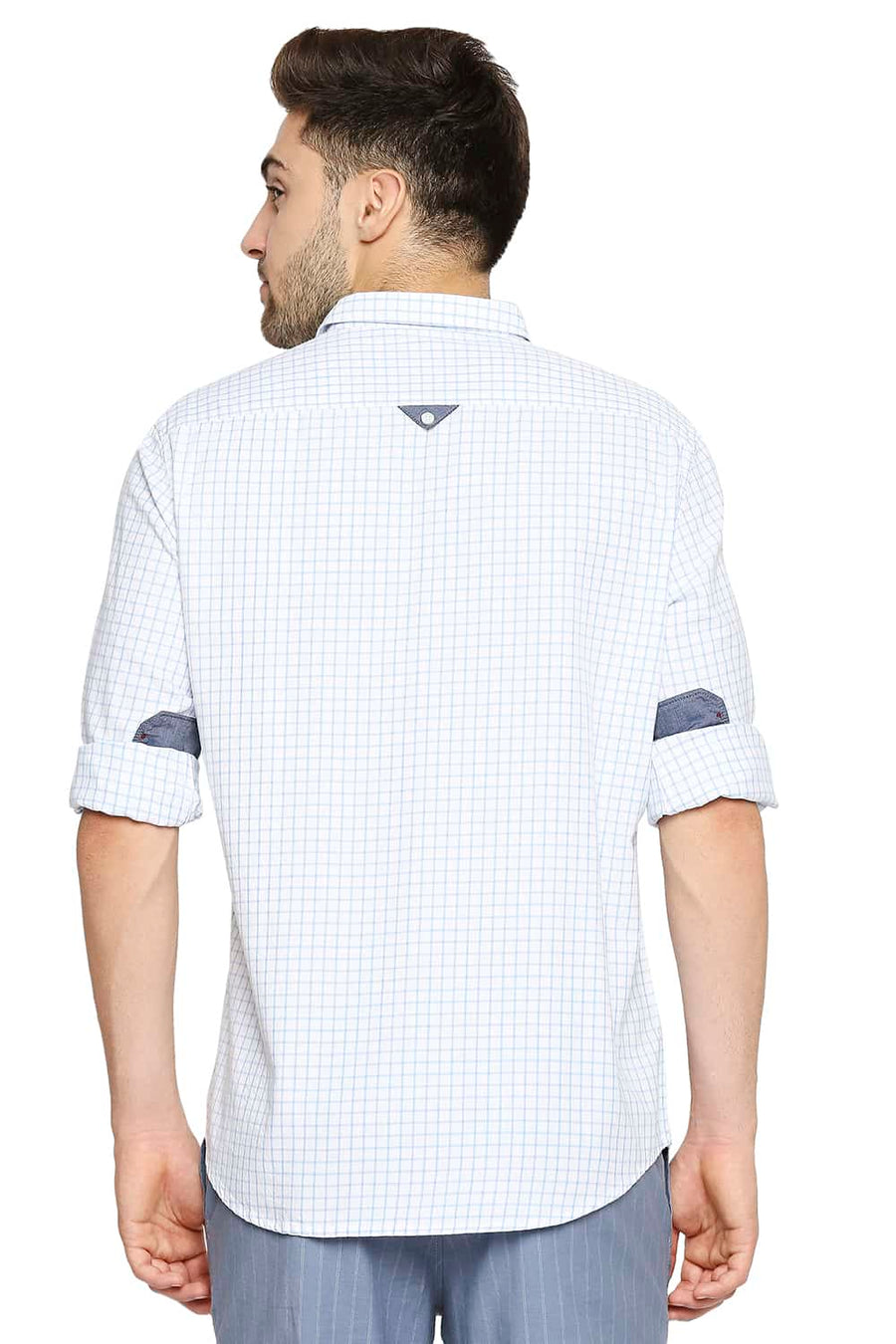 BASICS SLIM FIT BRILLIANT WHITE GRINDLE CHECKS SHIRT