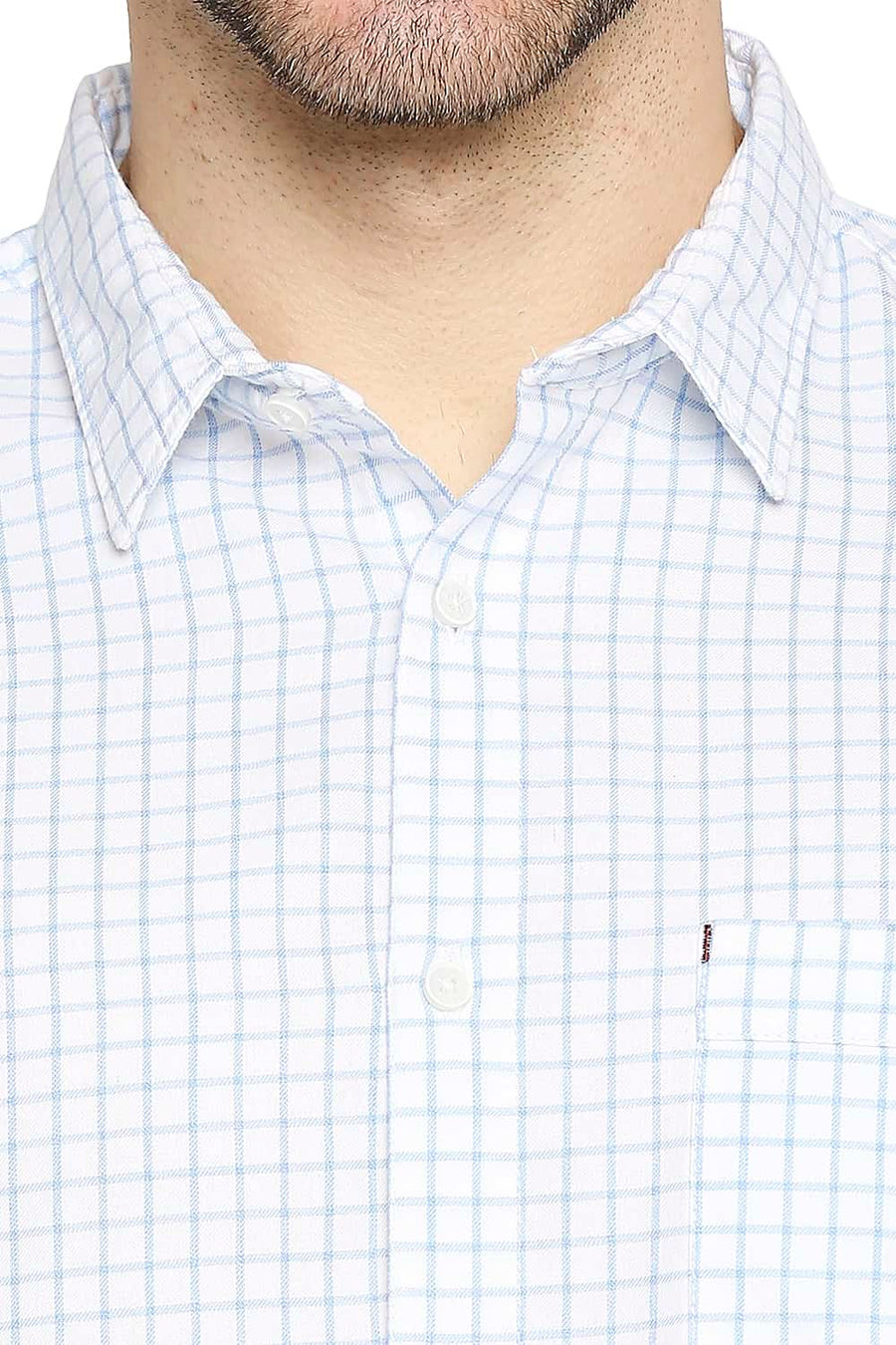 BASICS SLIM FIT BRILLIANT WHITE GRINDLE CHECKS SHIRT