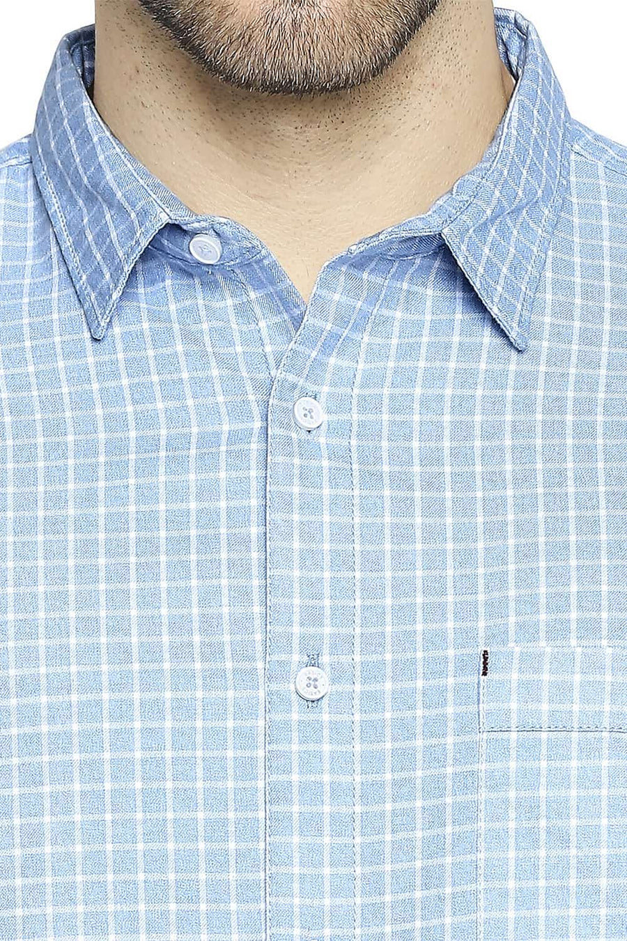 BASICS SLIM FIT FROZEN BLUE GRINDLE CHECKS SHIRT