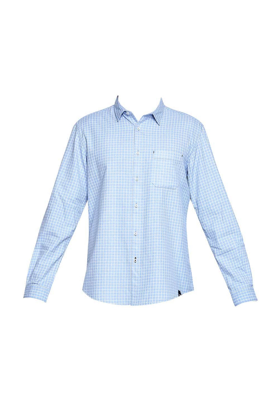 BASICS SLIM FIT FROZEN BLUE GRINDLE CHECKS SHIRT