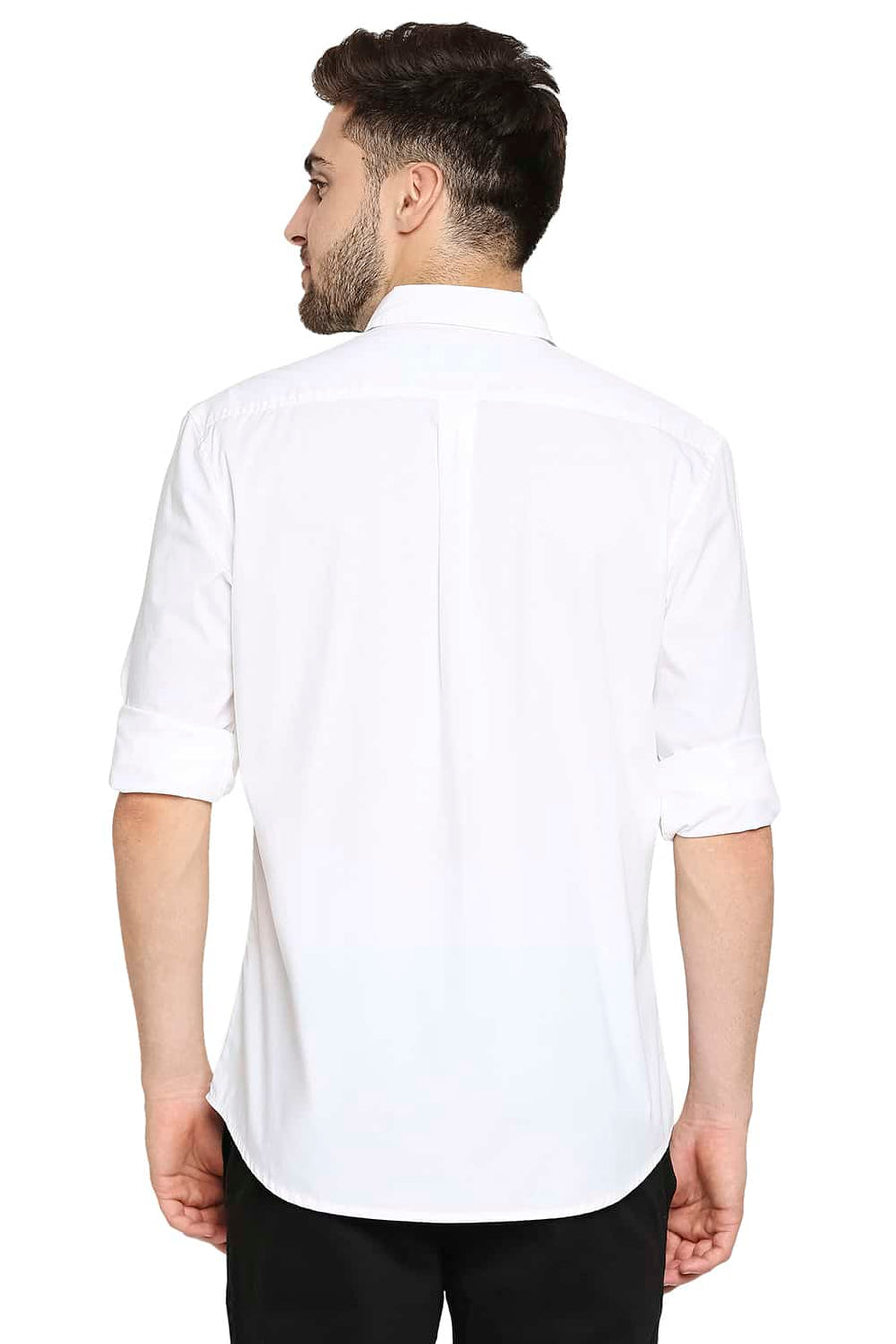 BASICS SLIM FIT SNOW WHITE POPLIN STRETCH SHIRT