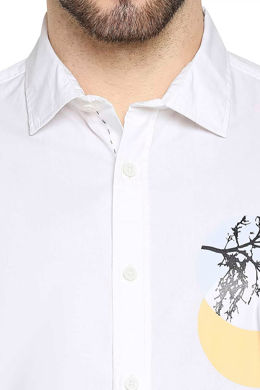 BASICS SLIM FIT SNOW WHITE POPLIN STRETCH SHIRT