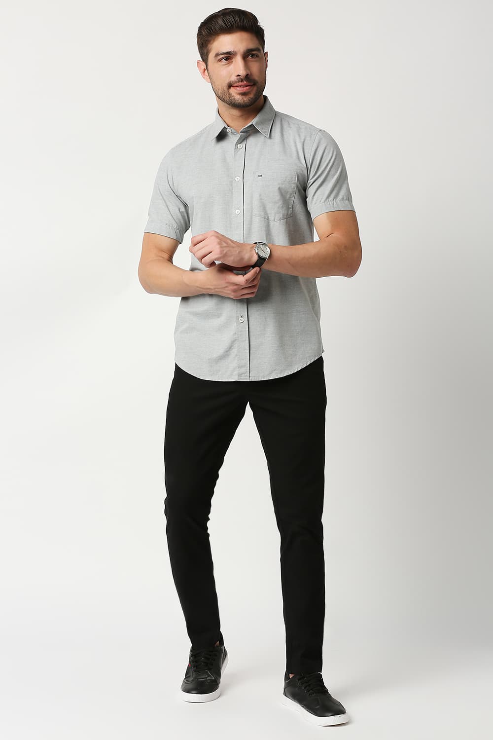 Slim Fit Poplin Stretch Halfsleeves Shirt