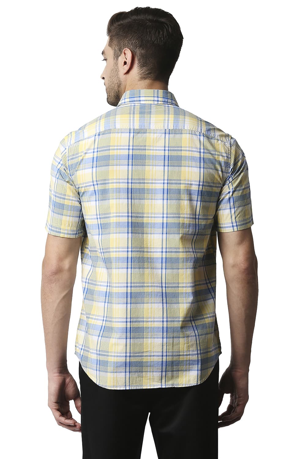 BASICS SLIM FIT CHECKS HALFSLEEVES SHIRT