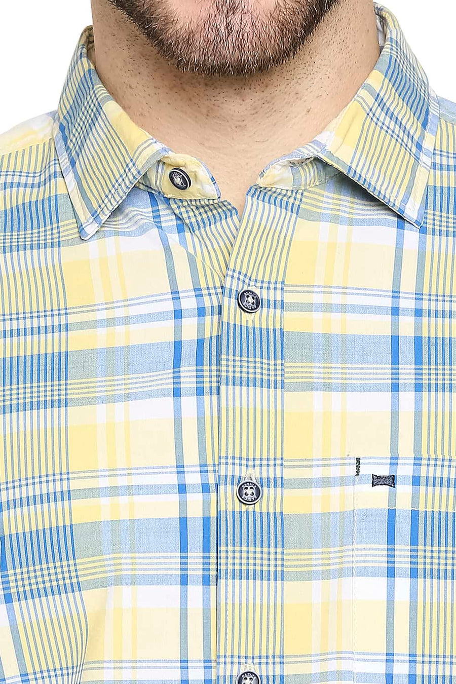 BASICS SLIM FIT ASPEN YELLOW CHECKS SHIRT