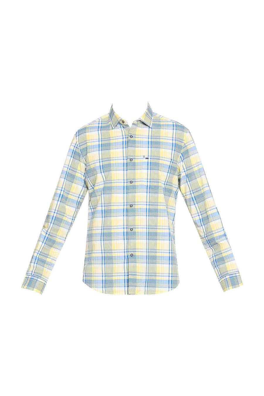 BASICS SLIM FIT ASPEN YELLOW CHECKS SHIRT