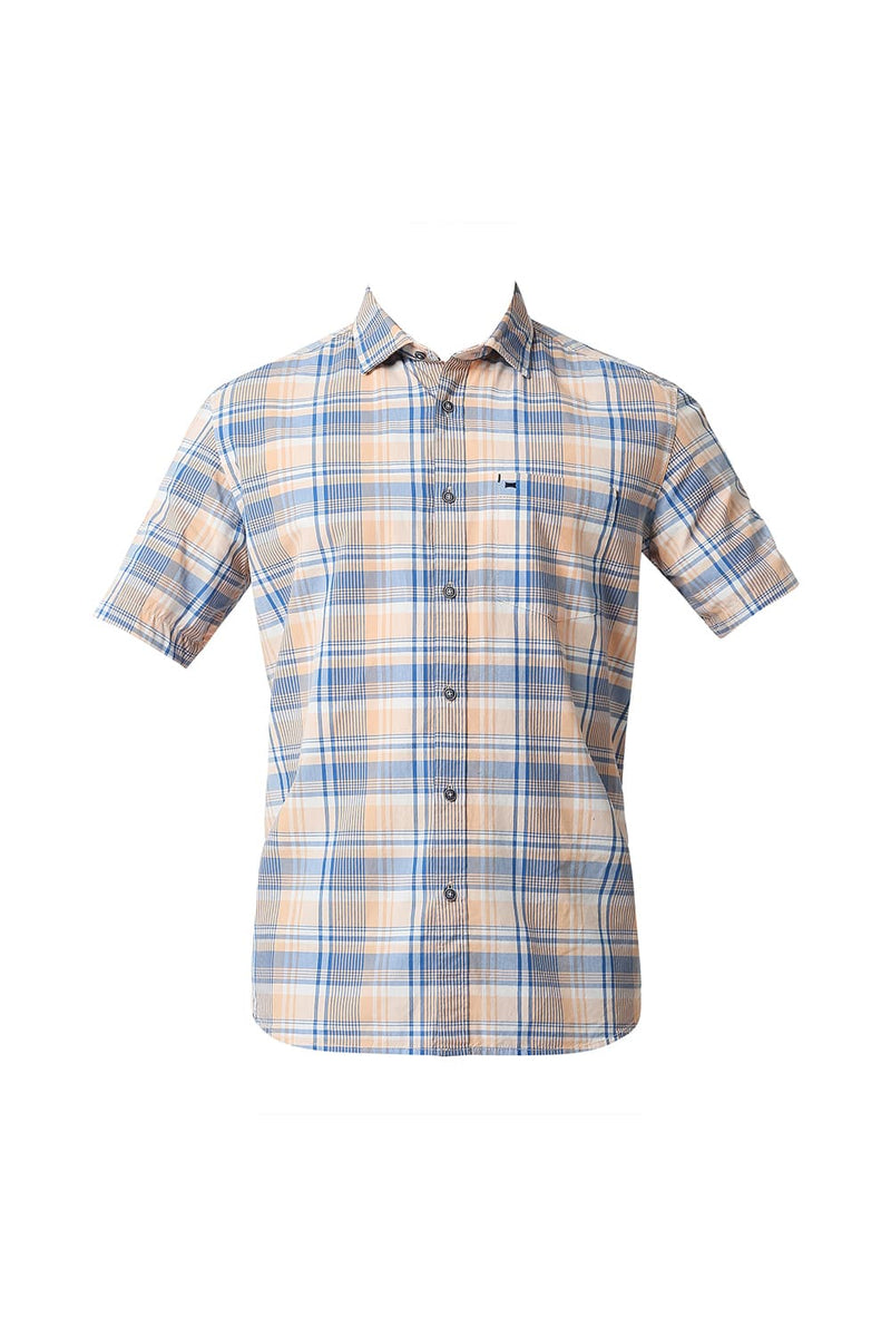 BASICS SLIM FIT CHECKS HALFSLEEVES SHIRT