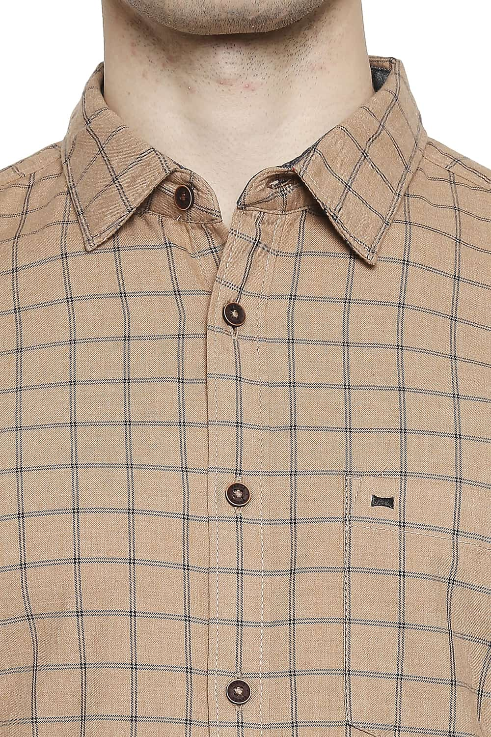 BASICS SLIM FIT MELANGE CHECKS SHIRT