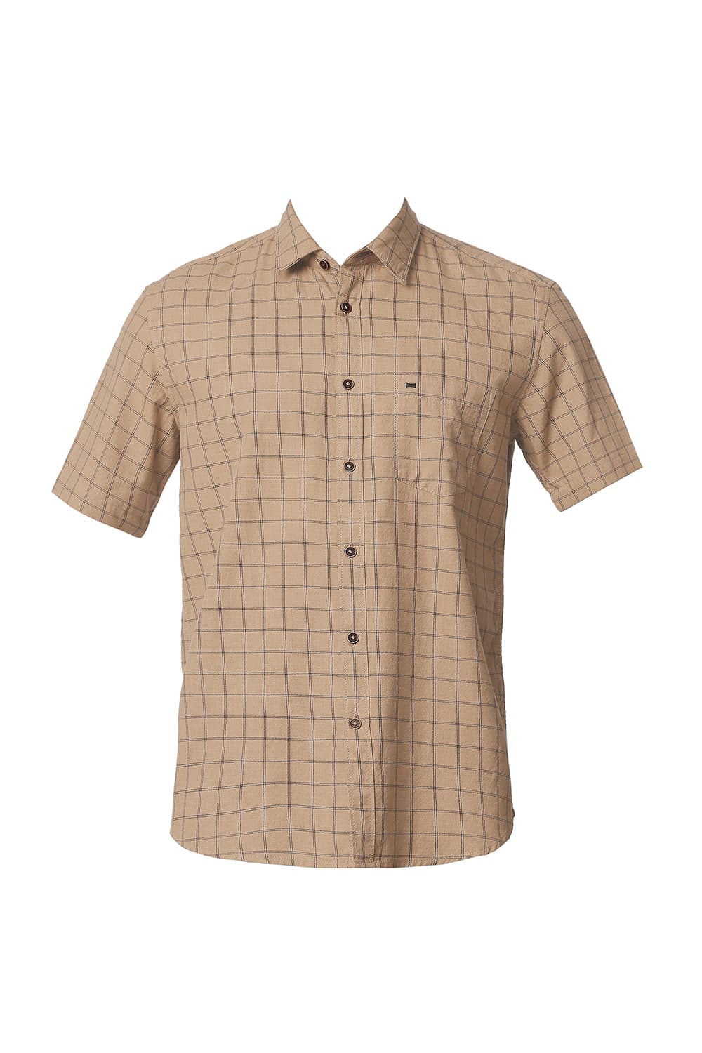 BASICS SLIM FIT MELANGE CHECKS HALFSLEEVES SHIRT