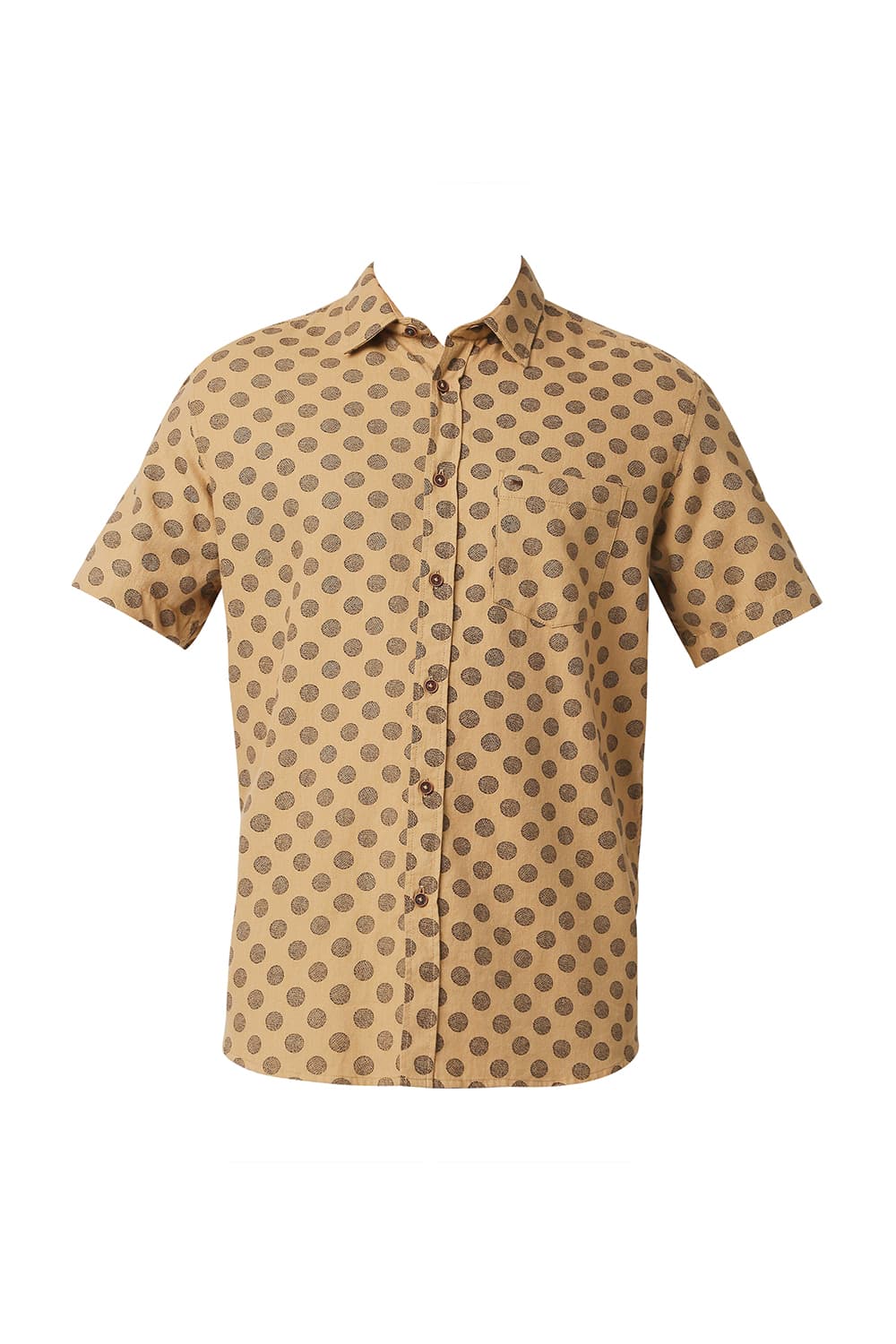 BASICS SLIM FIT MELANGE PRINTED HALFSLEEVES SHIRT