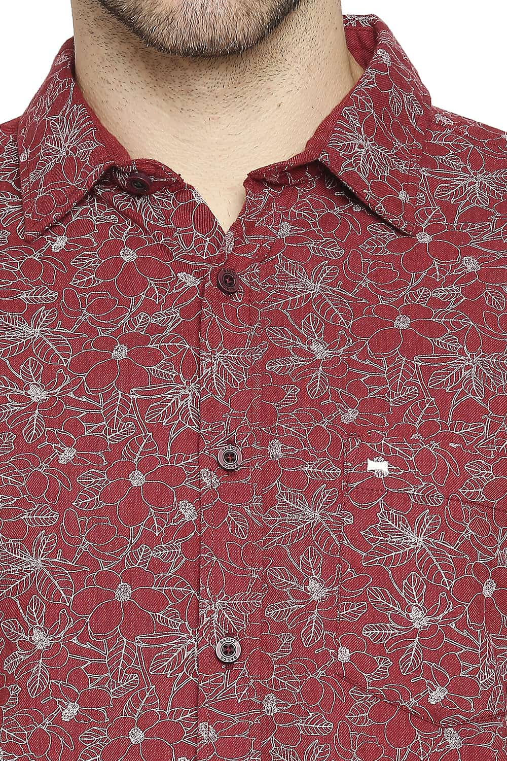 BASICS SLIM FIT MELANGE PRINTED SHIRT