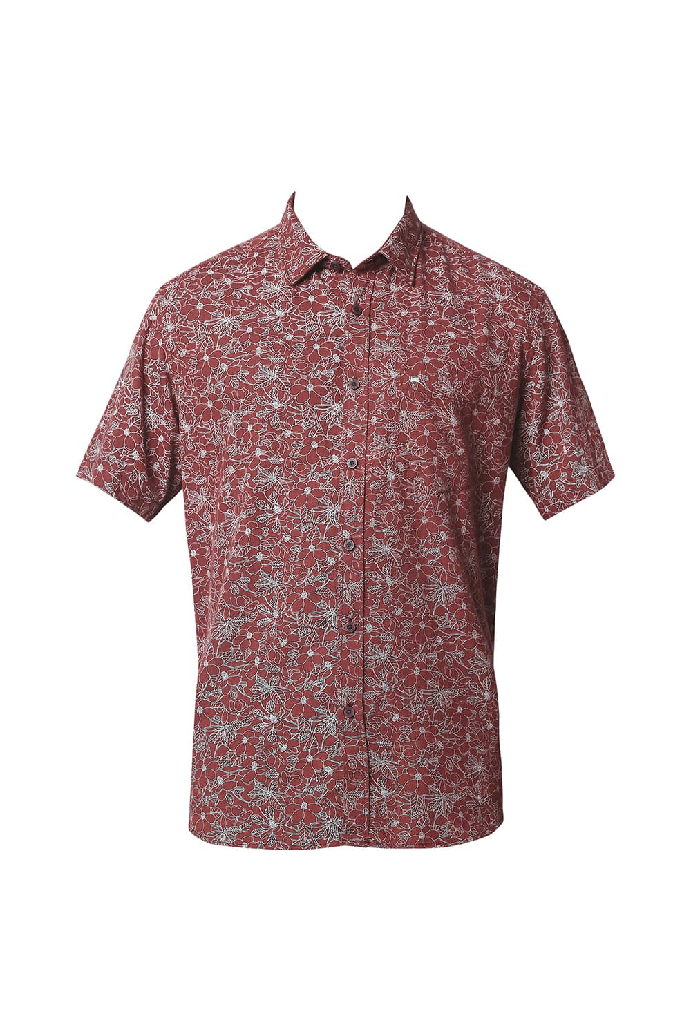 BASICS SLIM FIT MELANGE PRINTED HALFSLEEVES SHIRT