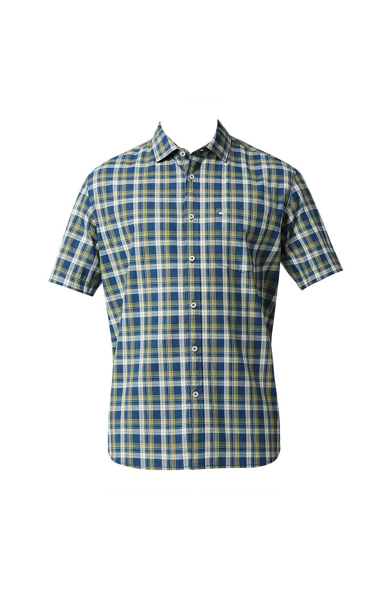 BASICS SLIM FIT CHECKS HALFSLEEVES SHIRT