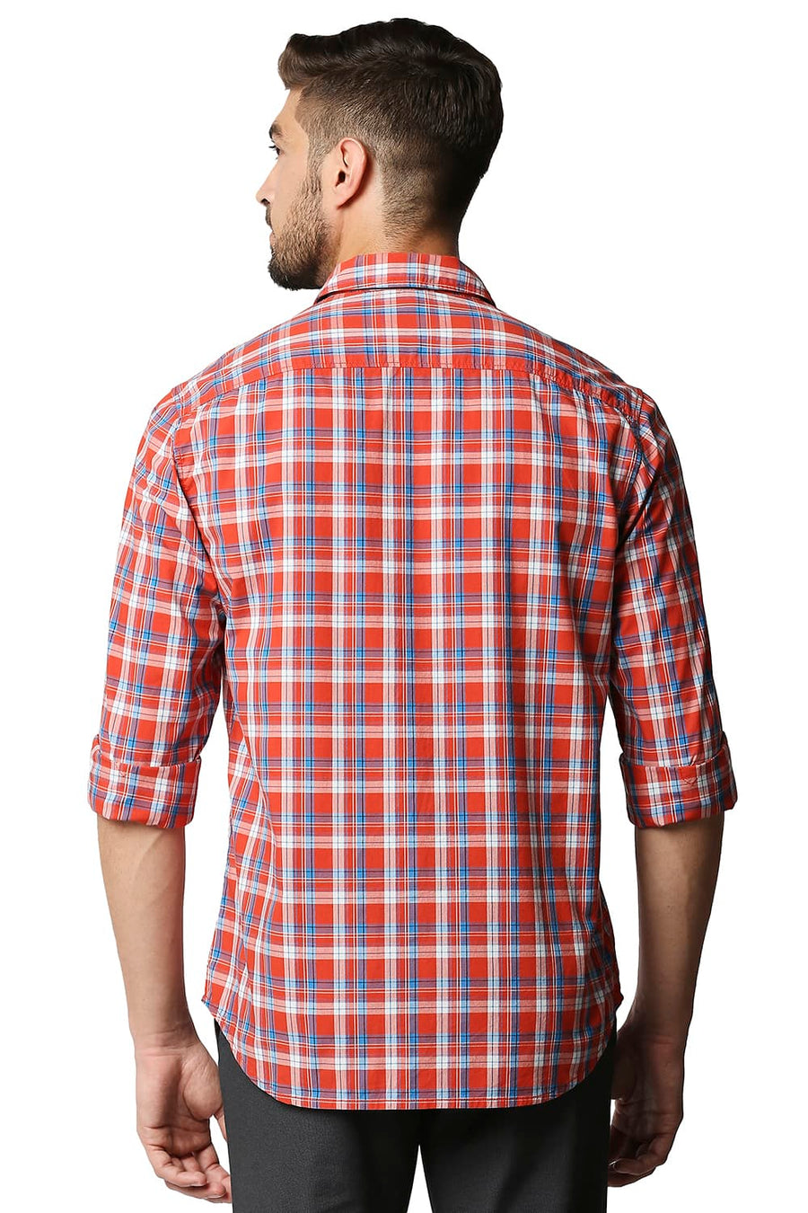 BASICS SLIM FIT SPICY RED CHECKS SHIRT