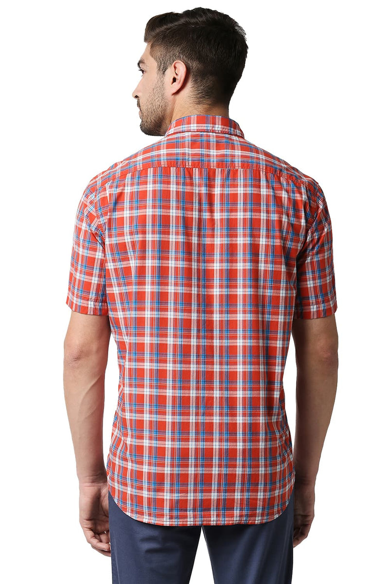 BASICS SLIM FIT CHECKS HALFSLEEVES SHIRT