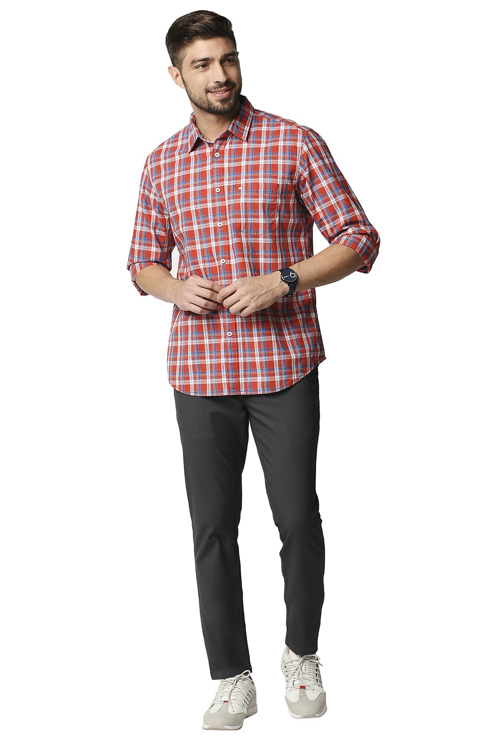 BASICS SLIM FIT CHECKS SHIRT