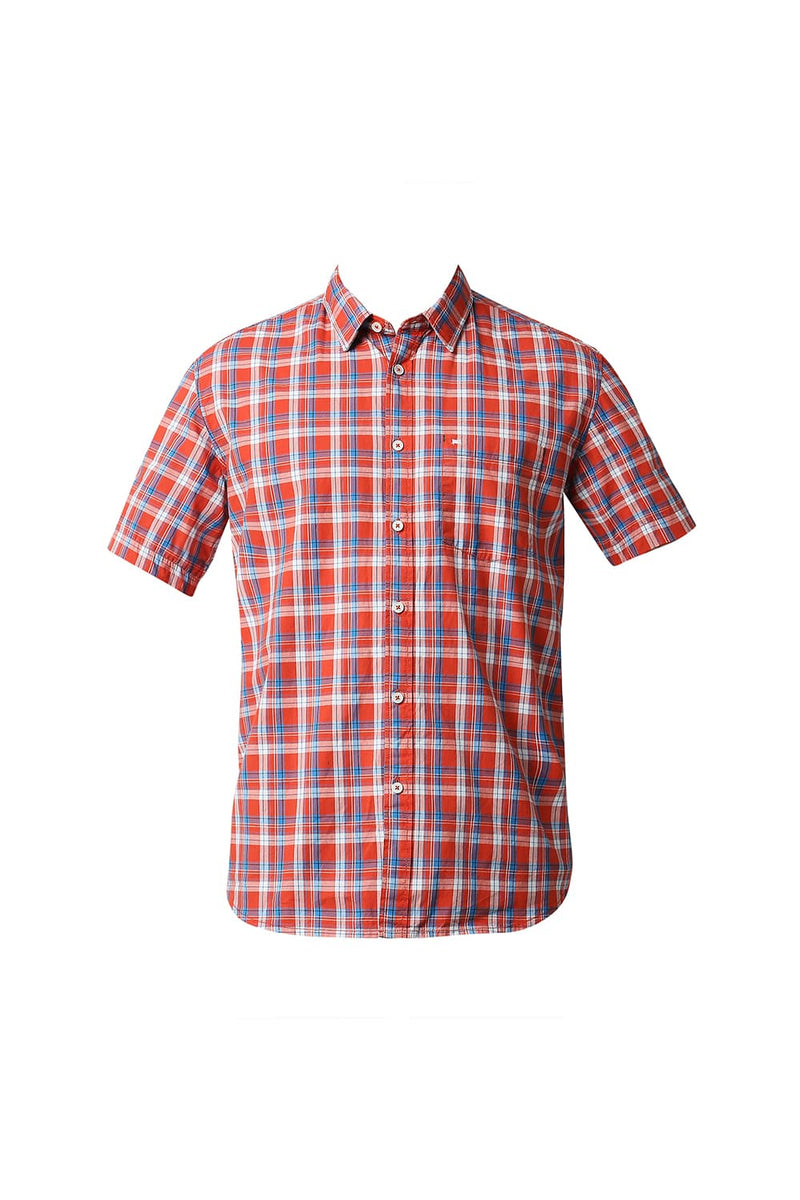 BASICS SLIM FIT CHECKS HALFSLEEVES SHIRT