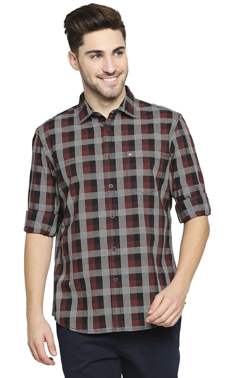 BASICS SLIM FIT CHECKS SHIRT