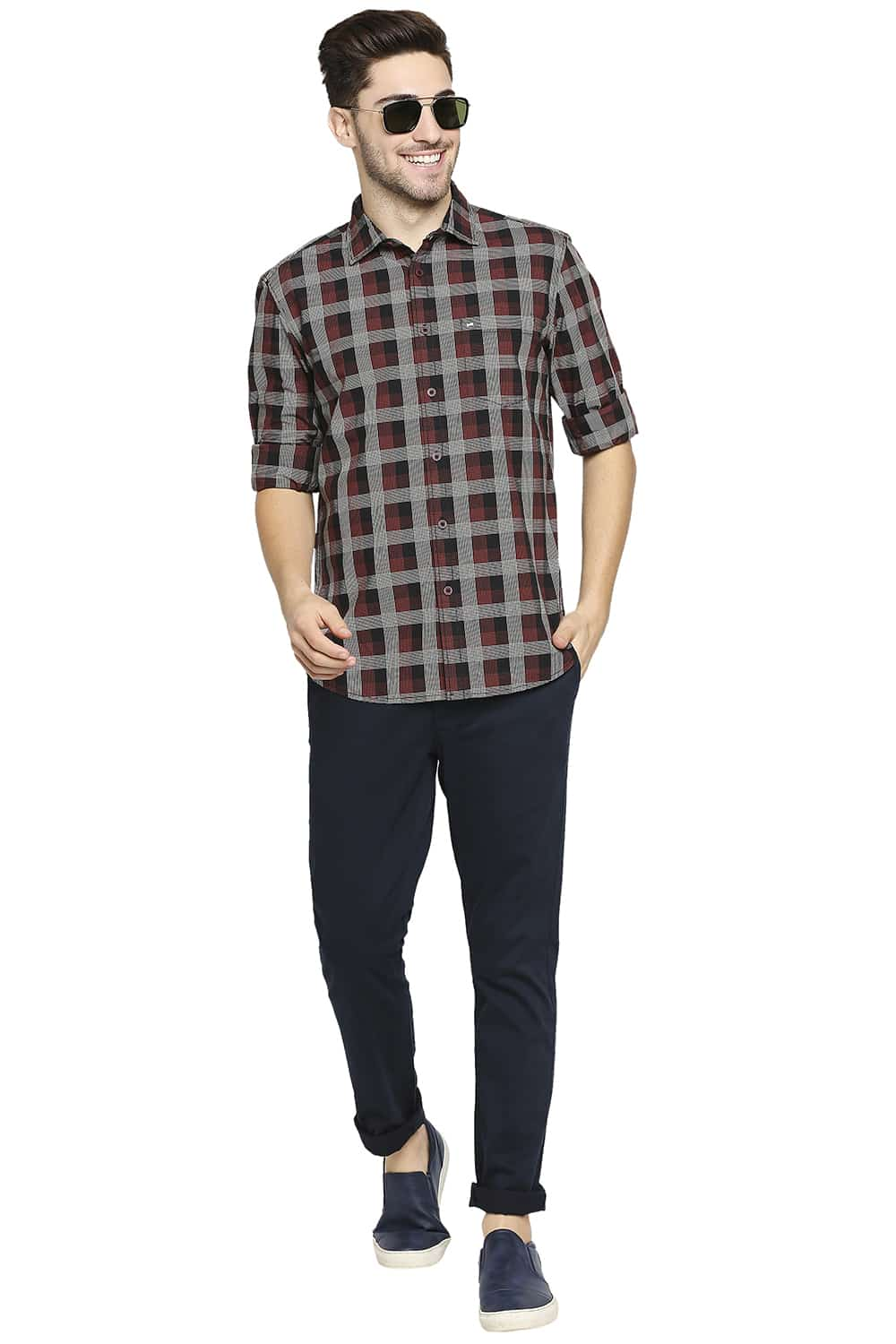 BASICS SLIM FIT CHECKS SHIRT